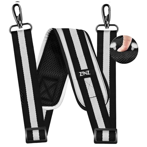 ZINZ 79 inch Shoulder Strap, Extra-thick Fixed Cushion Pad and Dual Clasps Universal Replacement Strap with Metal Swivel Hooks for Laptop Bags, Luggage Bags, Camera, Crossbody(Stripes-BkWBk) - color: Stripes-bkwbk