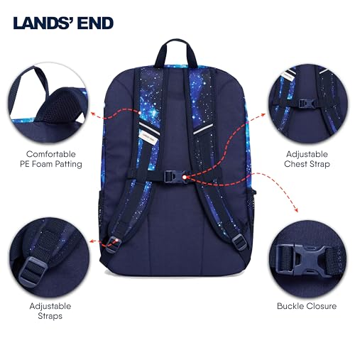 Lands' End Unisex Kids Medium ClassMate Lightweight Durable Elementary School Backpack, Pro Star Navy - color: Pro Star Navy