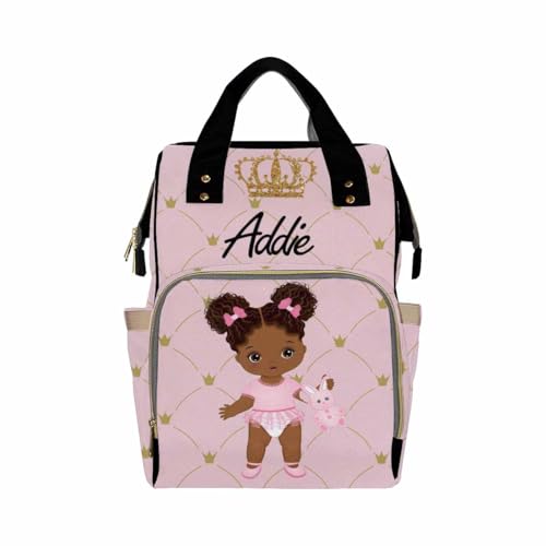 Customized Diaper Bag with Name, Personalized School Bag Monogram Nappy Backpack with Thermal Pockets for Adults Kids, Large Capacity Waterproof Diaper Bag Travel Gifts - color: Color-4