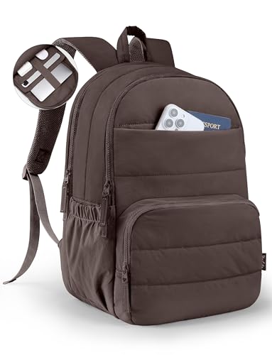 Uselike Travel Backpack for Women, 15.6 Inch Laptop Backpack, Quilted College Bookbag, Cute Work Backpacks, Water Resistant - color: Dark Brown