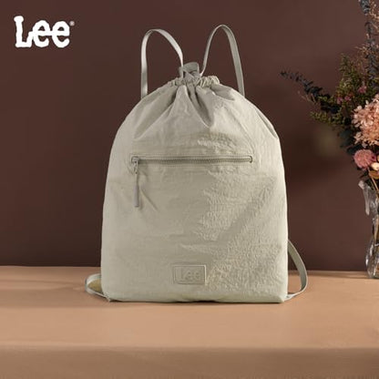 Montana West Lee Drawstring Backpack Bag Lightweight Small Gym Swim Beach Bag Water Resistant Sports Sackpack for Men Women, LEE48-002TN - color: Tan