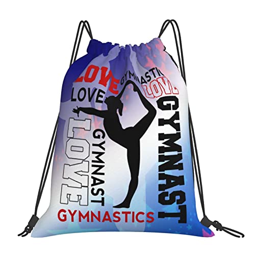 Gymnastics Drawstring Backpack Light Gym String Bag Pink Water Resistant Sackpack Sport Yoga Daypack For Womens Mens - color: Gymnastics10