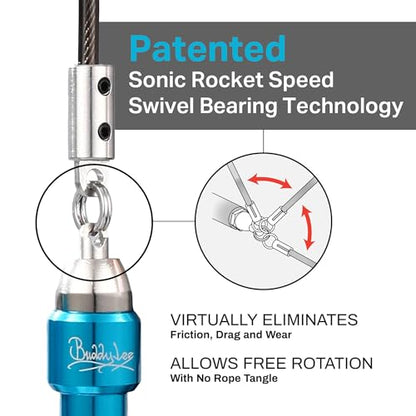 Buddy Lee Aero Speed Jump Rope 2.0 Upgraded Version with Sonic Rocket Speed Swivel Bearing | Tangle-Free & Adjustable Jump Rope for Men & Women - For Fitness, Double-Unders, and Cross-Training - color: Sky Blue