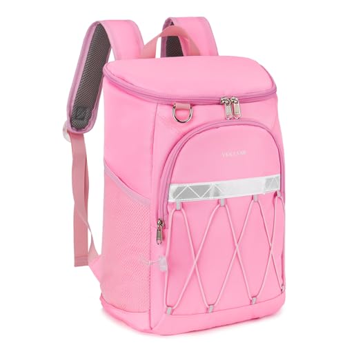 Backpack Cooler Backpack 26 Cans Insulated Leak Proof for Women Men Beach Camping Picnic Fishing Hiking Lunch Backpack Waterproof Cooler - color: Pink, size: Medium