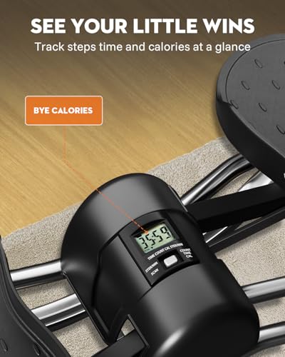 Low-Impact Rocking Steppers for Exercise at Home with Digital Display & Resistance Bands and Non-Slip Mat Equipment for Seniors & Beginners,250LBS Capacity