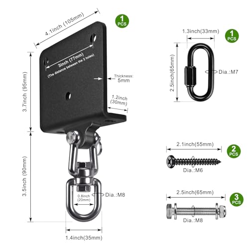 Dolibest Heavy Punching Bag Hanger, 360° Rotation I-Beam Mount for Boxing Muay Thai, Wood Beam Hook for Weight Strength Training Systems, Aerial Yoga & Hammock, Resistance Band (1000 LB Capacity) - color: Black beam hanger- 360°+ 180° rotation