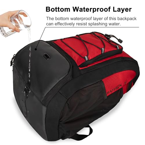 Goloni 40L Baseball Bag, Softball Bat Bag with Shoes Compartment,Fence Hook,Backpack for Baseball, T-Ball & Softball Equipment & Gear - color: Red