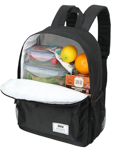 MIER Insulated Backpack Cooler Small Leakproof Lightweight Cute for Women Men to Work, Picnics, Camping, Park Day Trips, 15 L - color: Black