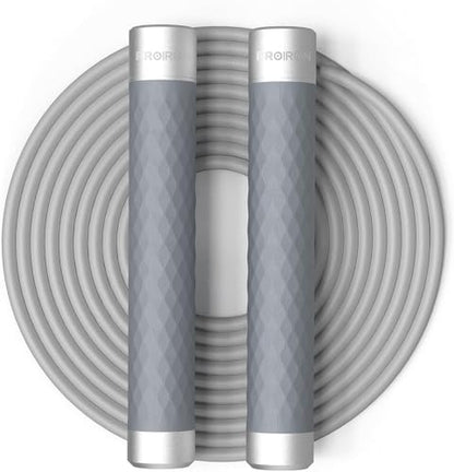 PROIRON Jump Rope Double Weighted Skipping Rope（1LB）360° Swivel Ball Bearings Tangle-Free Double Fat Burning with Aluminum Handle Heavy Jump Rope for Endurance Weight Lose Crossfit MMA Cardio & Workouts - color: gray