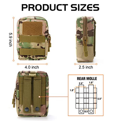 3 Pack Molle Pouch Combo Water Bottle Pouch Holder Tactical Molle Pouches Compact Utility Waist Bag Pack - color: Combo A:CP