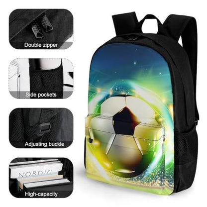 Football Green Backpack, Durable Polyester Daypack with Laptop Compartment, Reinforced Bottom, Adjustable Shoulder Straps And Multi Pockets for Travel And Daily Use - color: Football Green