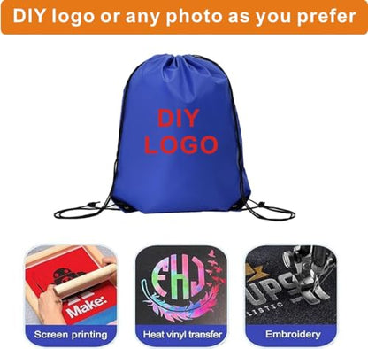 Drawstring Backpack Bulk 30 Packs Draw String Bags for Gym Sports Trip Pedestrianism Cinch Sack DIY for Women Men with Memo Card (royal blue) - color: Royal Blue