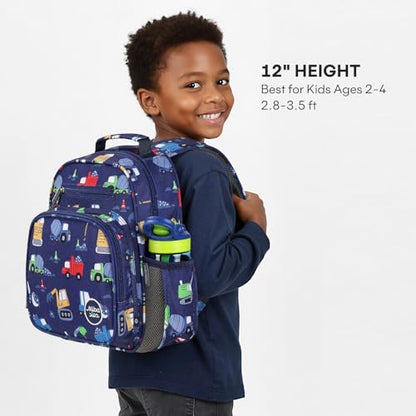 mibasies Toddler Backpacks for Boys 2-4: Little Kid Backpack for Preschool Prek Daycare - Car Blue - color: Car Blue, style: Toddler-12"h(not Fit Folder)