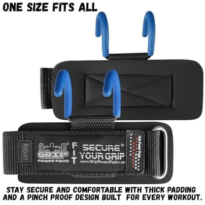 Weight Lifting Rod Hooks Heavy Duty Wrist Wraps Power Weight Lifting Training Gym Grips Straps Set of 2 - color: BLUE, size: WOMEN-Wrist Size Small/Medium