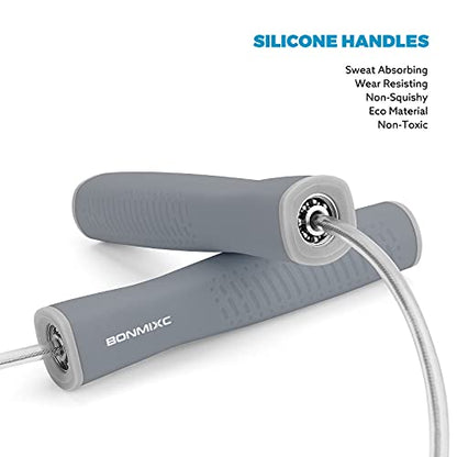 Jump Rope 3 Styles | 1-LB Weighted Jump Rope for Adults Women. || Speed Jump Rope with Ball Bearings for Fitness. ||| Lightweight Skipping Ropes (2 Pack) for Kids and Adult Beginners. - color: Speed Gray (1 Pack)