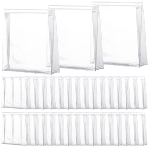 Xuniea 50 Pcs Mini Clear Makeup Bag Small Clear Zipper Pouch Travel Plastic Cosmetic Organizer Waterproof for Toiletries Swimsuit Bikini Bathing Suit(7.1'',Transparent) - color: Transparent, size: 7.1 x 7.9 x 2 in