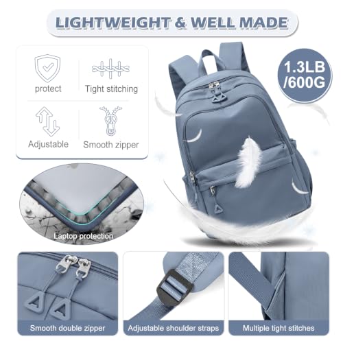 Casual Laptop Backpack for Women Men College Bookbag Waterproof Lightweight School Bag 15.6inch Laptop Daypack Large Capacity School Backpack for Teens Boys Girls (sapphire blue) - color: Sapphire Blue