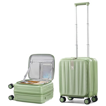 Hanke Top Opening Carry-On - Expandable 16 Inch Airline Approved Spinner | Easy-access top opening,360° spinner wheels,lightweight expandable hardshell, fits overhead bins,for overnight business trips - color: Bamboo Green, size: 16 Inch Expandable