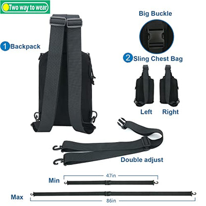 DegeTMVe Dual Pistol Holster Chest Bag Concealed Carry Sling Crossbody Tactical Gun Convertible Backpack Shooting Hunting - color: Black