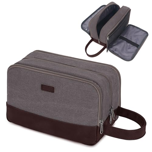 WANDF Travel Toiletry Bag for Men Large Toiletries Shaving Bag Water Resistant Hanging Dopp Kit Travel Accessories Bag for Women Men (Taupe) - color: Taupe