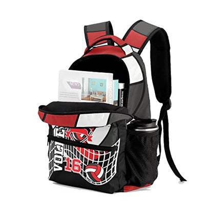Volleyball Sport Red White Backpack Shoulder Shopping Bag Travel Casual Bags with Name Text - color: Backpack 15