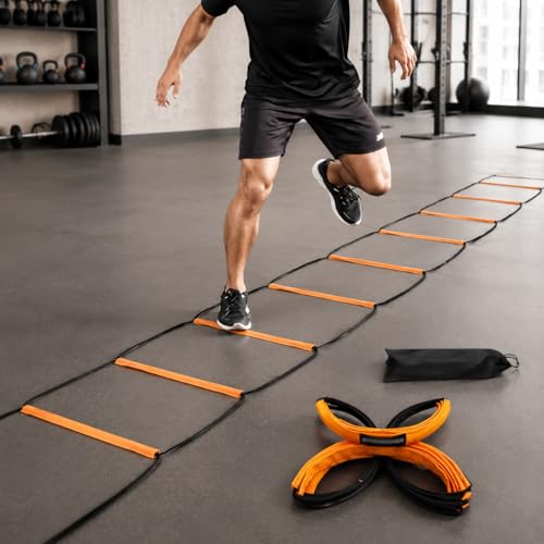 Kids Agility Ladder, Speed Ladder Training for Football & Soccer, 15ft Agility Speed Ladder with Storage Bag, Team Conditioning Equipment, Agility Agility Ladder 10 Grid - style: Agility Agility Ladder 10 Grid