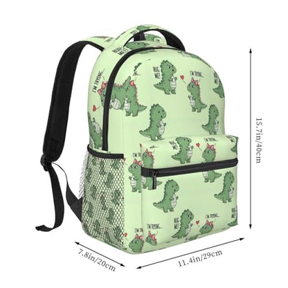 Multi Purpose Gym Backpack Dinosaur Lovers Couple Hug, Casual Daypack with Inner Pocket and Mesh Side Pockets for Sports and Weekend Trips - color: Pattern (750)
