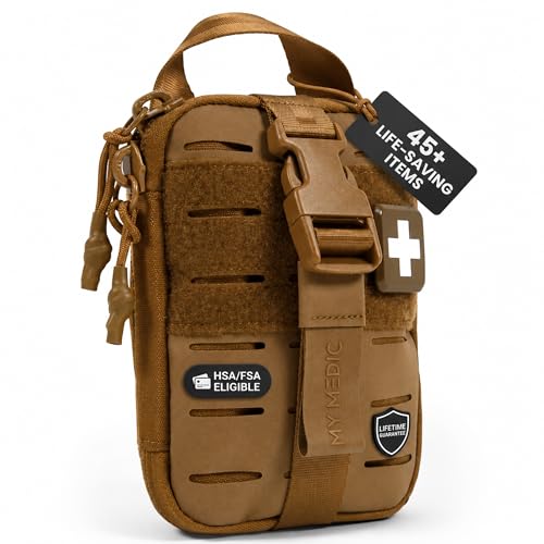 My Medic Sidekick Pro - Camping Hiking and Backpacking First Aid Kit - 70 Items with Tourniquet - HSA and FSA Eligible - Small Ifak Great for Travel or Motorcycle - Portable Emergency Kit – Coyote - color: Coyote, size: PRO