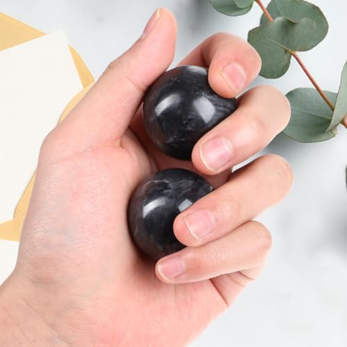 Healifty Baoding Balls for Hand Exercise: 4 Pack Small Marble Chinese Massage Ball Set, No Chime Weighted Therapy Stress Relief, Green and Black 1.4 Inch