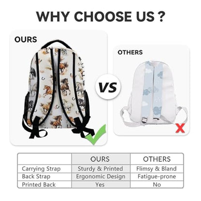 Student Elementary School Backpack - 17 Inch Horse Kids Backpacks - Girls Back to School Gift Bookbag - color: Color4-1