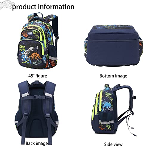 3Pcs Boys Dinosaur Backpack Set with Lunch Box Pencil Case, School Book Bag for Kids Elementary Preschool 1 - color: Royal Blue