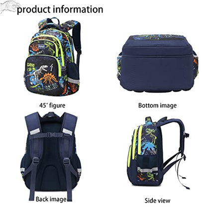 3Pcs Boys Dinosaur Backpack Set with Lunch Box Pencil Case, School Book Bag for Kids Elementary Preschool 1 - color: Royal Blue