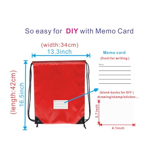 Drawstring Backpack Bulk 30 Packs Draw String Bags for Gym Sports Trip Pedestrianism Cinch Sack DIY for Women Men with Memo Card (red) - color: Red