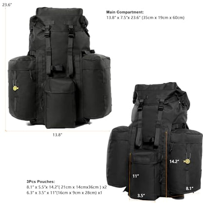 MT PLCE Tactical Backpack with Internal Frame, Military Rucksack for Outdoor, Hiking, Survival Black - color: Black
