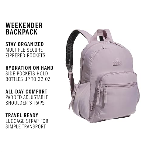 adidas Weekender Backpack – Small Lightweight Everyday Bag, 19L, Preloved Fig Purple/1, OSFA - color: Preloved Fig Purple/1