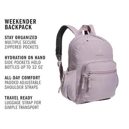 adidas Weekender Backpack – Small Lightweight Everyday Bag, 19L, Preloved Fig Purple/1, OSFA - color: Preloved Fig Purple/1