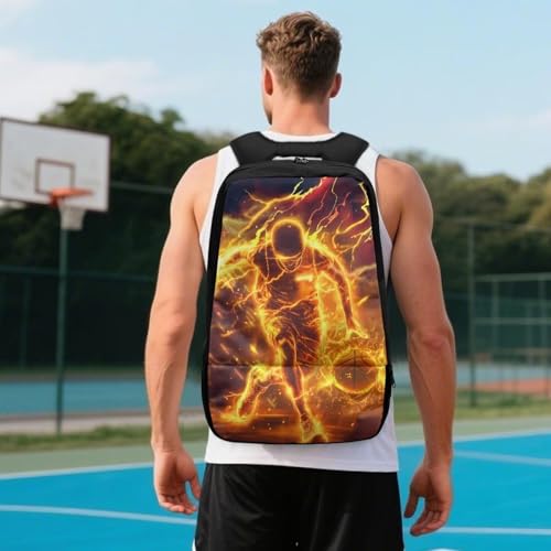 18.5in Basketball Backpack Basketball Bag with Shoe Compartment & Ball Holder, Waterproof Bag for Soccer Volleyball - color: Cool Figure Basketball Print