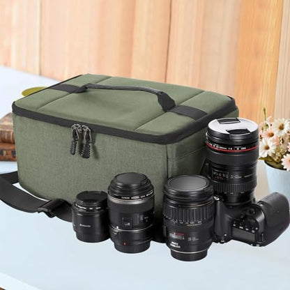 Koolertron Dslr Camera Insert Bag Purse Universal Liner Lens Pouch Partition Protective Cover Waterproof Sleeve for Cannon/Nikon/Sony (Green) - color: Green