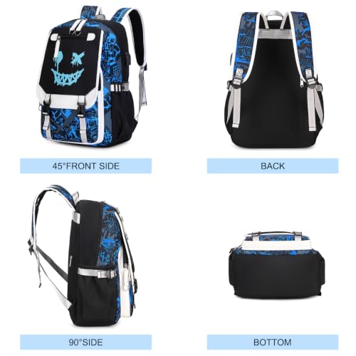 Bevalsa Backpack for Boys, Cool Luminous Boys Backpack with Sling Bag, Lunch Box & Pen Case, School Bags for Kids Children Teens Elementary Middle Schools, Bookbag Glow In The Dark (Smile) - color: Smile