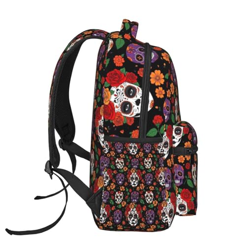 Work Laptop Backpack Day Of Dead Halloween Sugar Skulls Roses, Water Resistant Commuter Bag with Inner Pocket for Office, Business Travel and Daily Commute - color: Pattern (7)