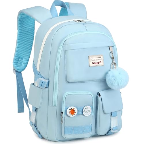 Classic Diamond School Backpack for Girls Laptop Backpack Cute Bookbag Kawaii College Backpack School Backpacks for Teens Girls Student (Blue) - color: Blue