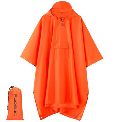 Hooded Waterproof Raincoat, Unisex Outdoor Hiking Camping Mat and Small Tent - color: Orange