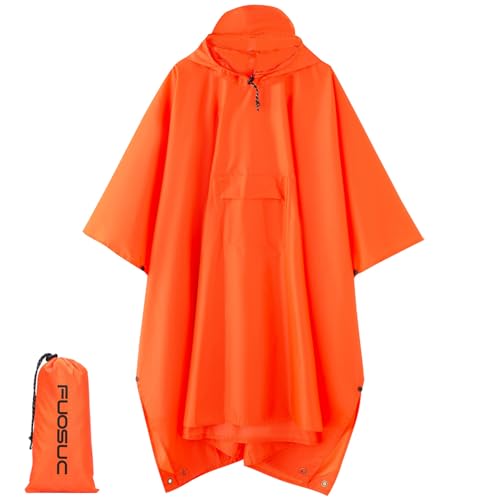 Hooded Waterproof Raincoat, Unisex Outdoor Hiking Camping Mat and Small Tent - color: Orange