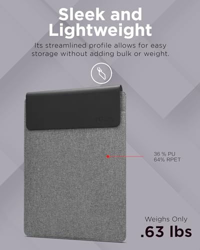 Lenovo Slim Laptop Sleeve 16 Inch Notebook/Tablet - Compatible with MacBook Air/Pro - Eco-Friendly Lightweight Case with Accessory Pocket & Magnetic Closure - Grey - color: Grey, size: 16-inch