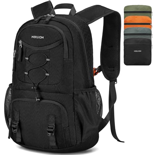 Nerlion Lightweight Foldable 35L Hiking Backpack Travel Backpack for Men Women Camping Waterproof Outdoor Hiking Daypack Backpack Black - color: Black
