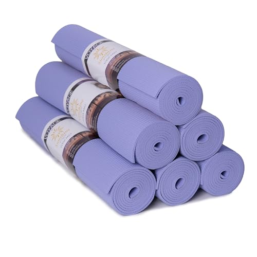 Voyage Yoga Mat, 6 Pack, 72" x 24" Professional Studio and Gym Bulk Yoga Mats, 5mm Thick, Durable, Anti-Tear, Non Slip Fitness and Exercise Mats - color: Peri Purple