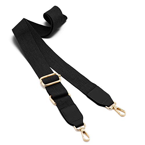 DEVPSISR Wide Shoulder Purse Strap Replacement Adjustable Belt Canvas Bag Crossbody Handbag - color: Leather Buckle-black