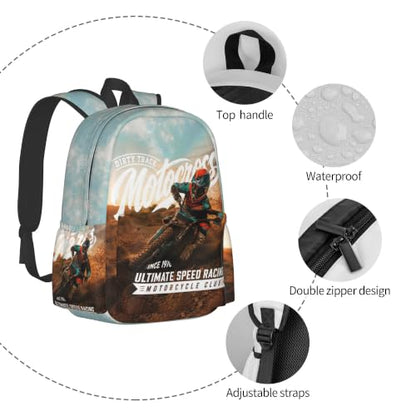 Dirt-Bike Backpack Motocross Motorcycle Vehicle School Bag Lightweight Bookbag Casual Daypack for Girls Boys Kids Women Men Travel Laptop 16 Inch - color: Motocross