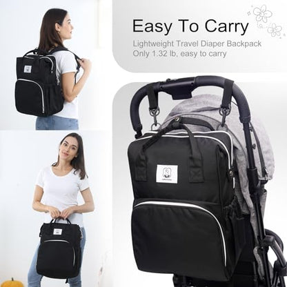 Diaper Bag with Changing Pad, Large Baby Bags Backpack with Stroller Straps & Insulated Pockets, Multifunction Waterproof Travel Diapers Back pack for Women & Man, Black - color: Black