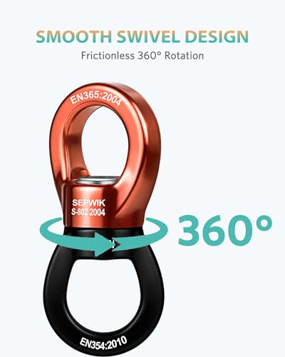 Swing Swivel, 35KN Swing Spinner, 360° Safety Rotational Device Hanging Accessory for Hanging Hammock, Web Tree Swing, Aerial Dance, Children's Swing - color: Orange Black